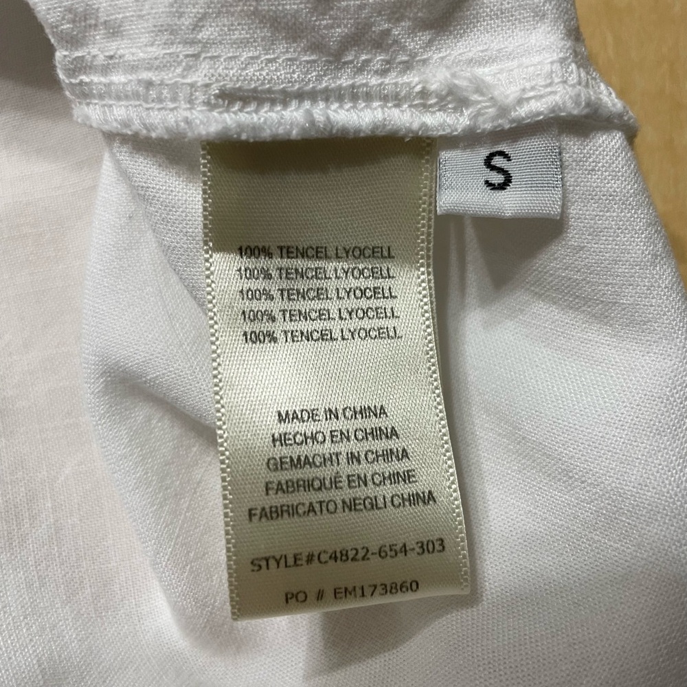 Cloth & Stone Crisp White Rolled Short Sleeve Point Collar Button Down Top Small - Picture 9 of 10